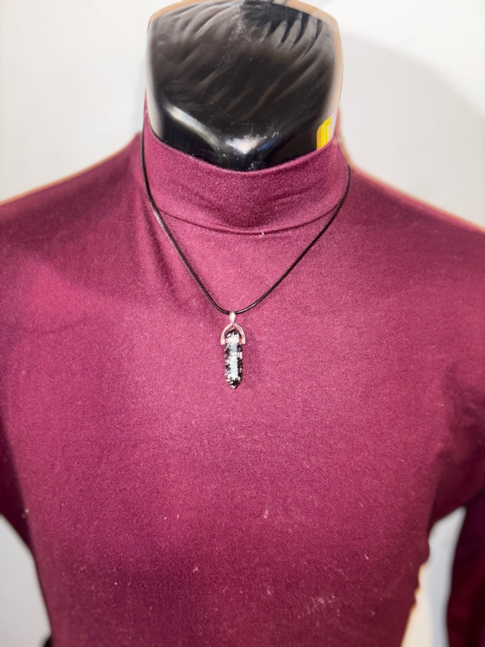 Black Crystal Point Pendant Necklace - Unbranded